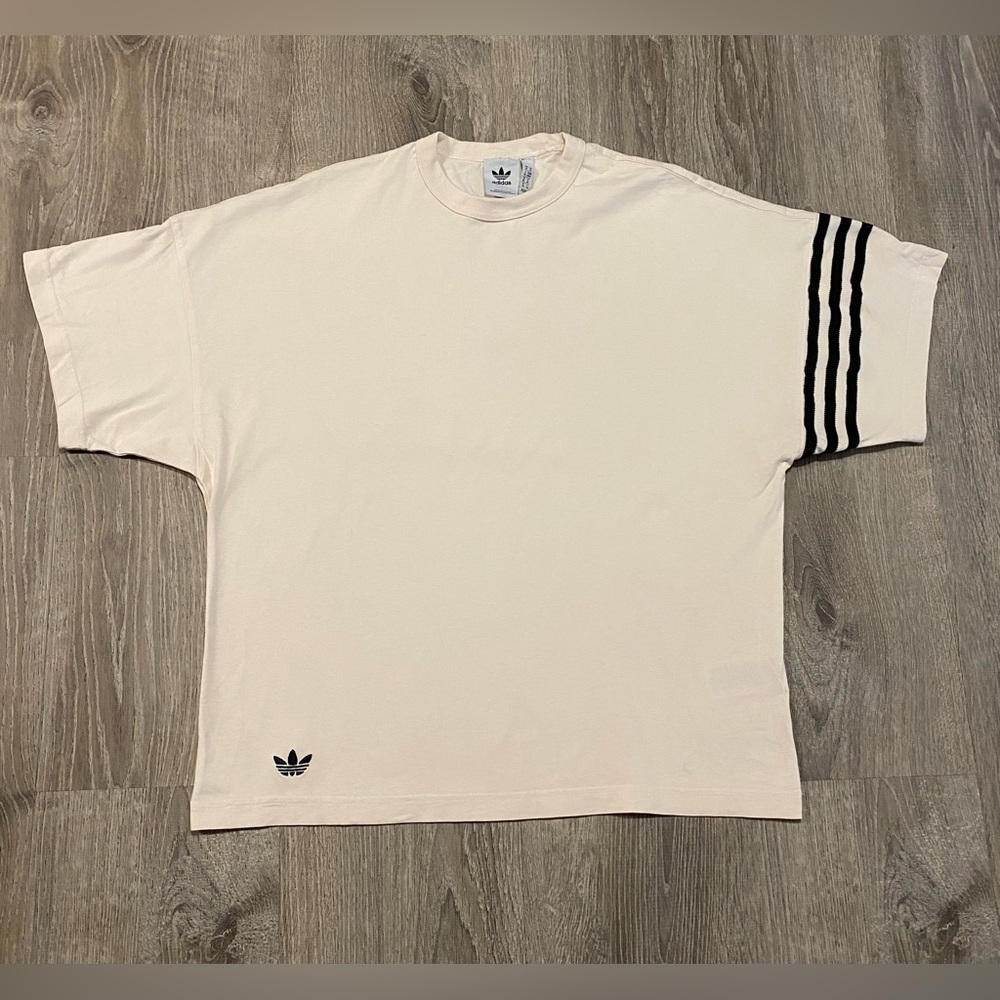Adidas Originals Cream 3-Stripe Tee | Men’s Medium Cotton T-Shirt - Picture 2 of 5